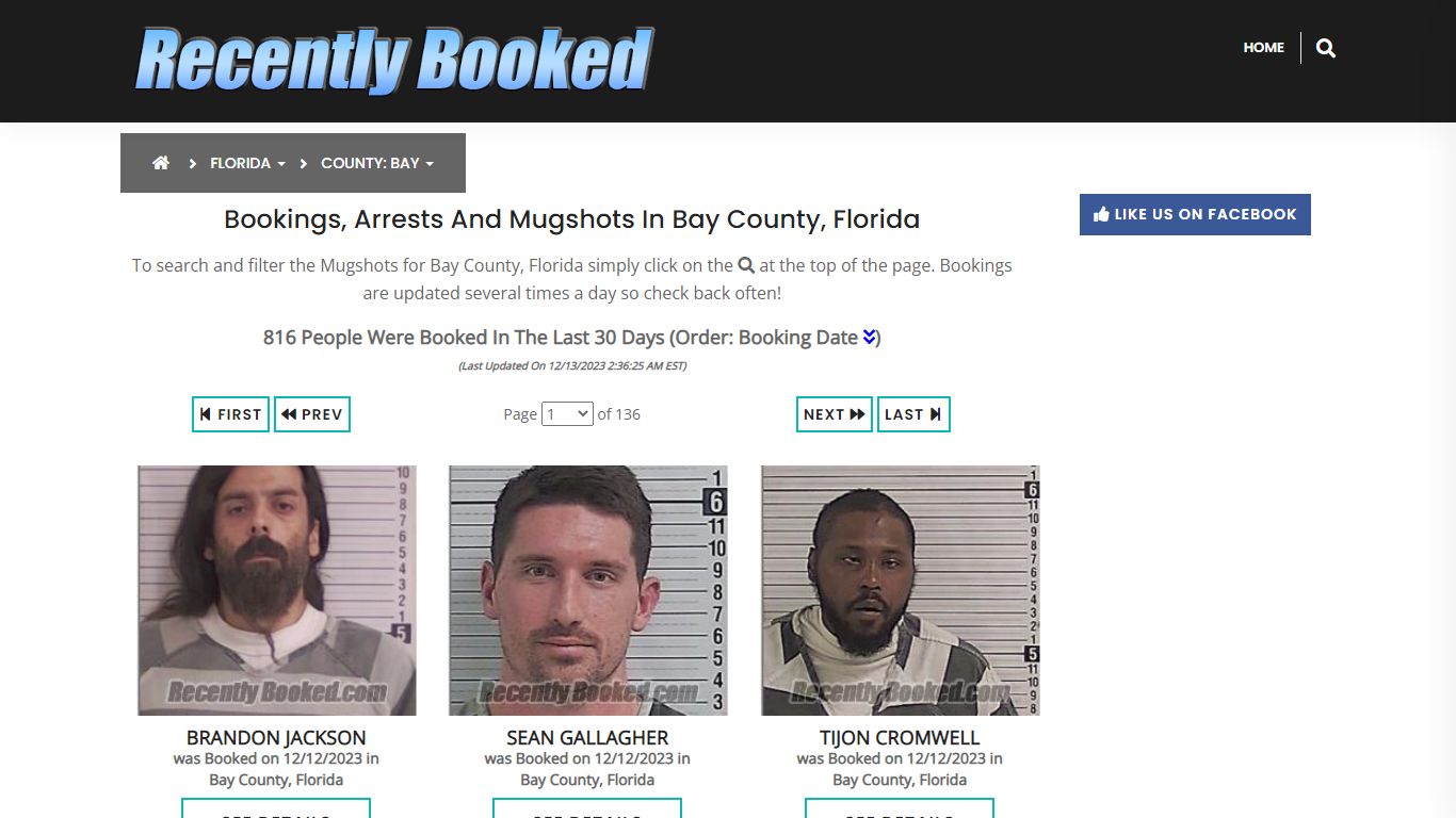 Recent bookings, Arrests, Mugshots in Bay County, Florida - Recently Booked